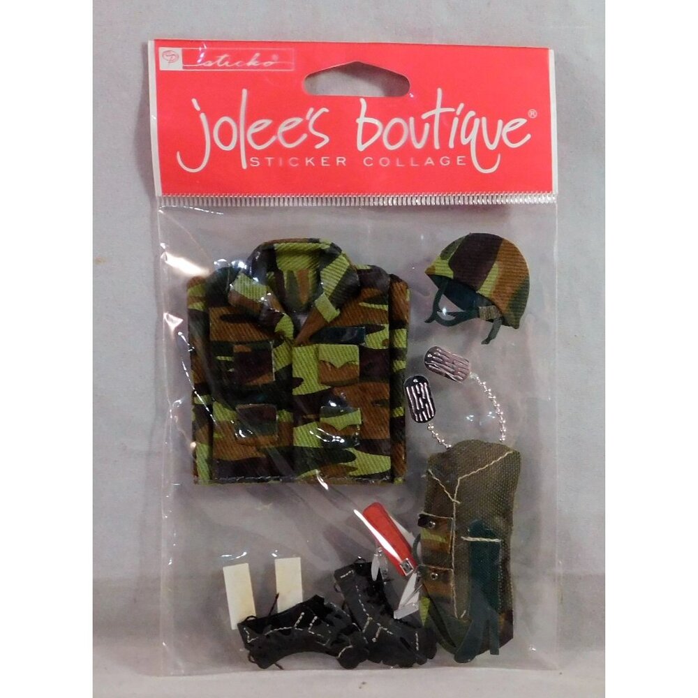 Army Fatigues 3D Scrapbook Stickers Green Camo Boots Dog Tags JB058 EK Success